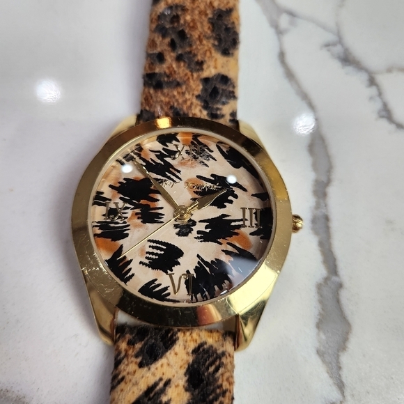 Betsey Johnson Accessories - BETSEY Johnson Large Face Leopard Print Watch